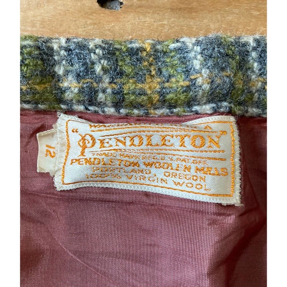 Vtg PENDLETON Plaid High Waisted Wool Pencil Skirt - Picture 3 of 5
